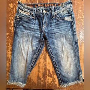 Rock Revival Y2K inspired Karlie Capri Blue Cropped Jeans. Size 30